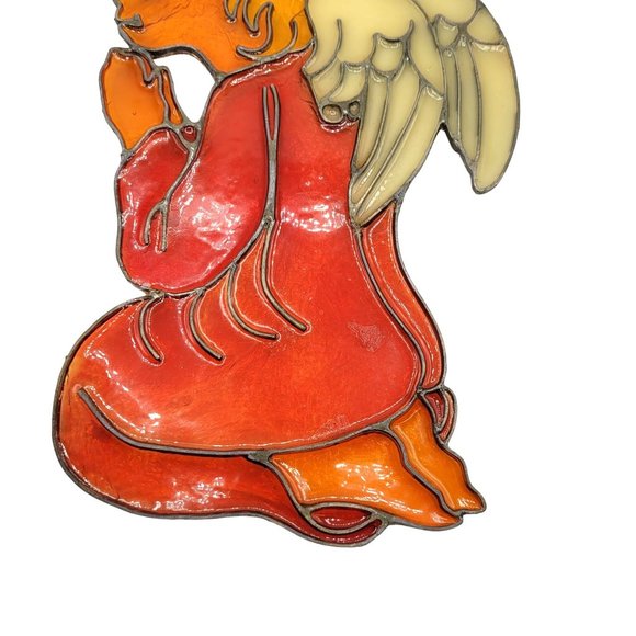 Kurt Adler Stain Glass Acrylic 12'' Praying Angel Kneeling Wings Vintage 1980 - Picture 4 of 4